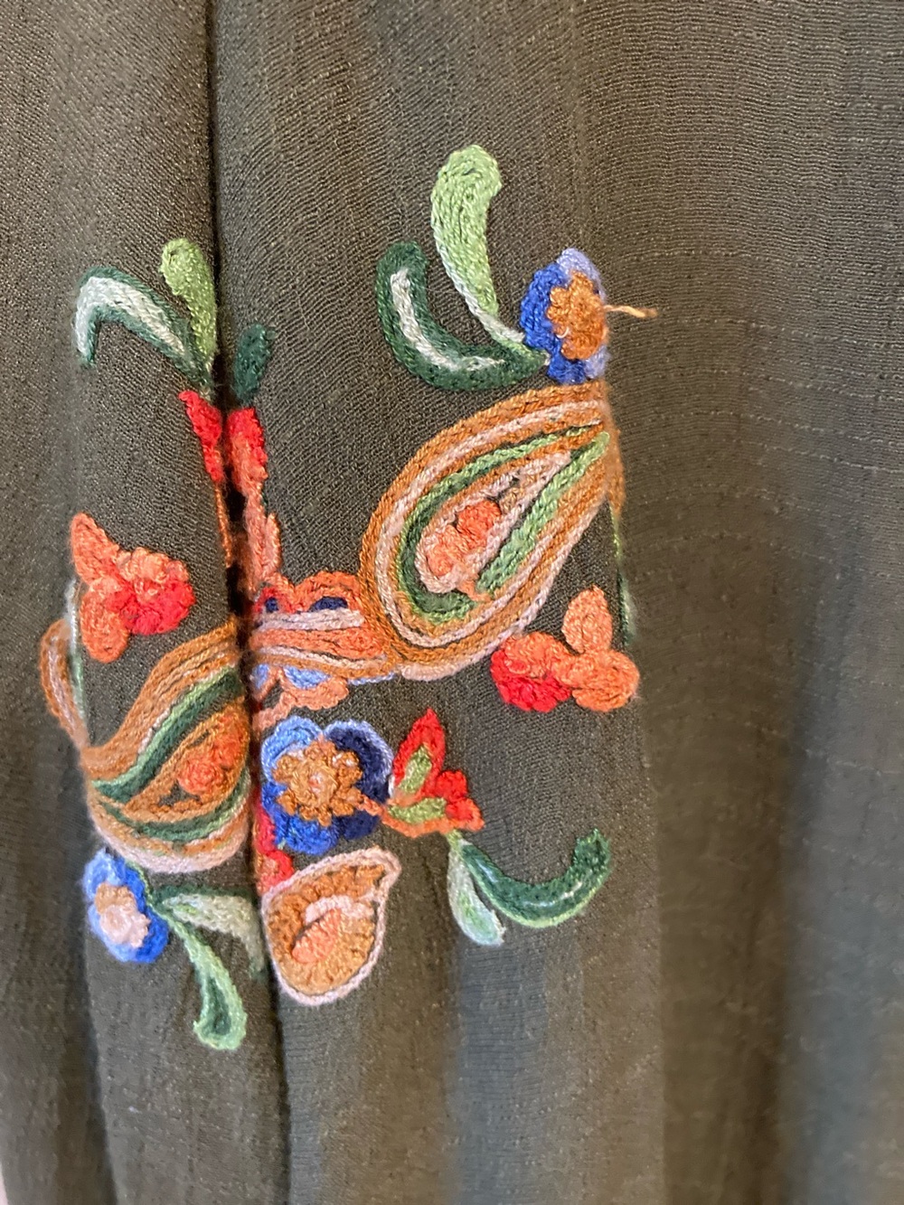 FIGLEAVEN Olive Embroidered Button-Down Blouse - Picture 4 of 8